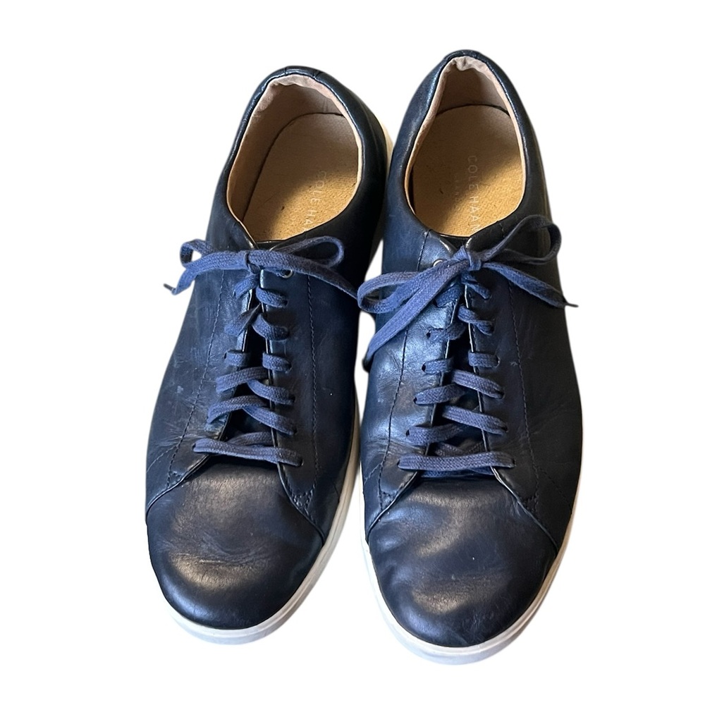 Cole Haan grand OS men’s crosscourt II navy leather lace up sneakers - Picture 2 of 7